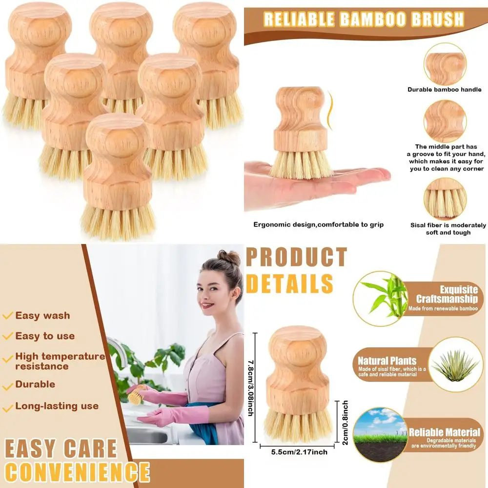 

Набор из 30 бамбуковых щеток для мытья посуды, деревянные скребки для кухни с натуральной щетиной из сизаля или для чистки чугунных кастрюль и сковородок