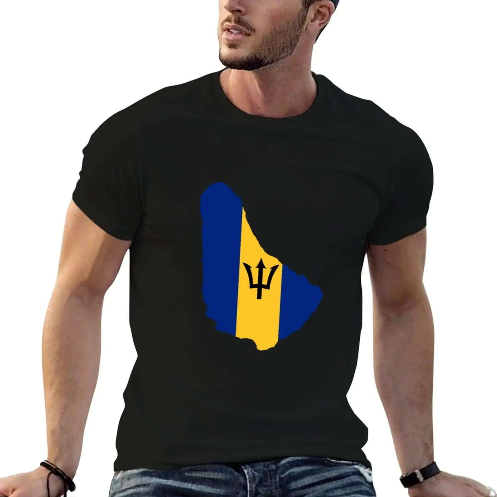 Flag Map of Barbados T-Shirt vintage for a boy summer clothes basketball graphic tees mens graphic t-shirts pack