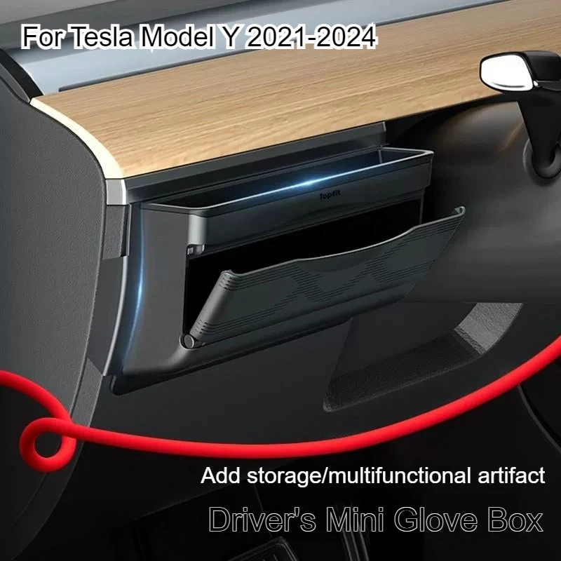 

Для Tesla Model Y 2021-2024 рулевое колесо, боковые перчатки, ящик для хранения телефонной карты, ключ, двухслойный мини-ящик для хранения, автомобильные аксессуары