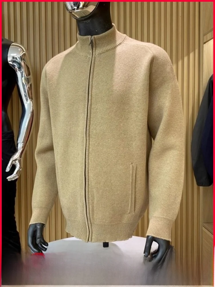 

Итальянская роскошная мужская вязаная куртка с длинными рукавами, утепленная, зимняя, новинка, с цветочным узором, повседневная, из чистого хлопка, на молнии