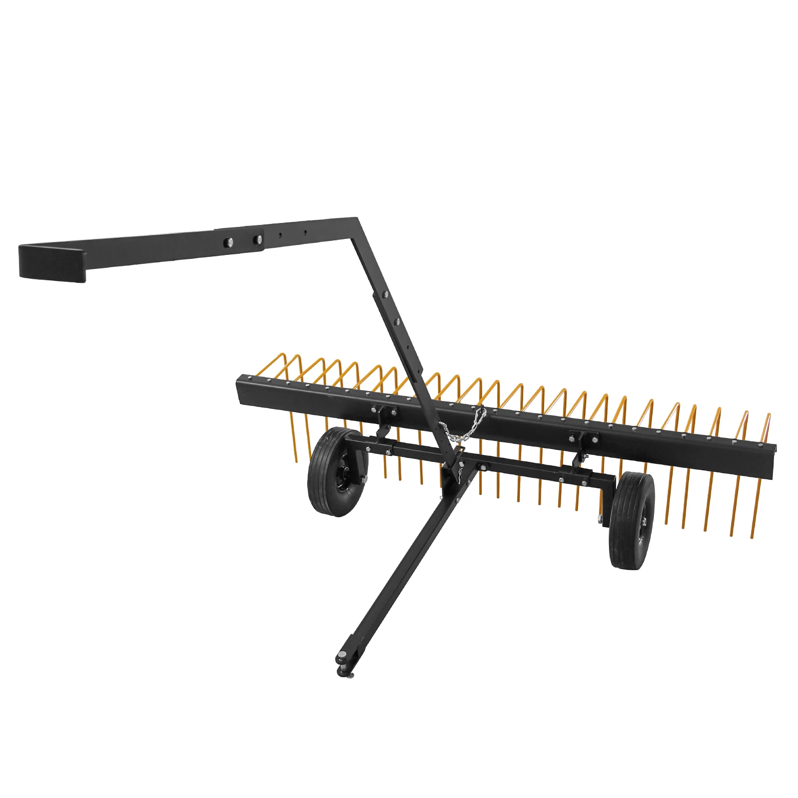 

60" ATV Tow-Behind Lawn Rake -Sturdy Corrosion-Resistant Steel with Wheels & 24 Tines, for Straw, Leaves, Grass Lawn Tractors
