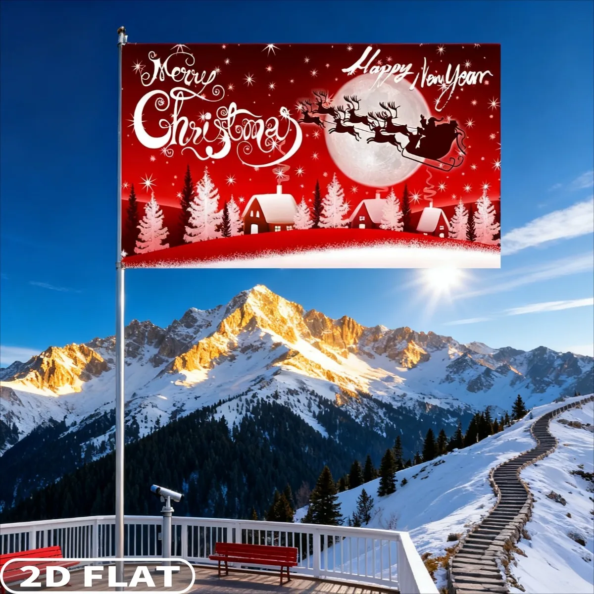 

1 шт., рождественские новогодние флаги 3x5, уличные двусторонние 3-слойные полиэстеровые флаги с санами Санта-Клауса и оленями