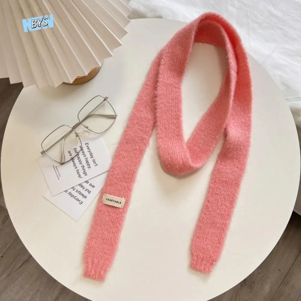 

Sweet Korean Style Y2K Thin Scarf Rainbow Color Neck Warmer Long Narrow Scarves Neckerchief Soft Harajuku Knitted Scarf Female