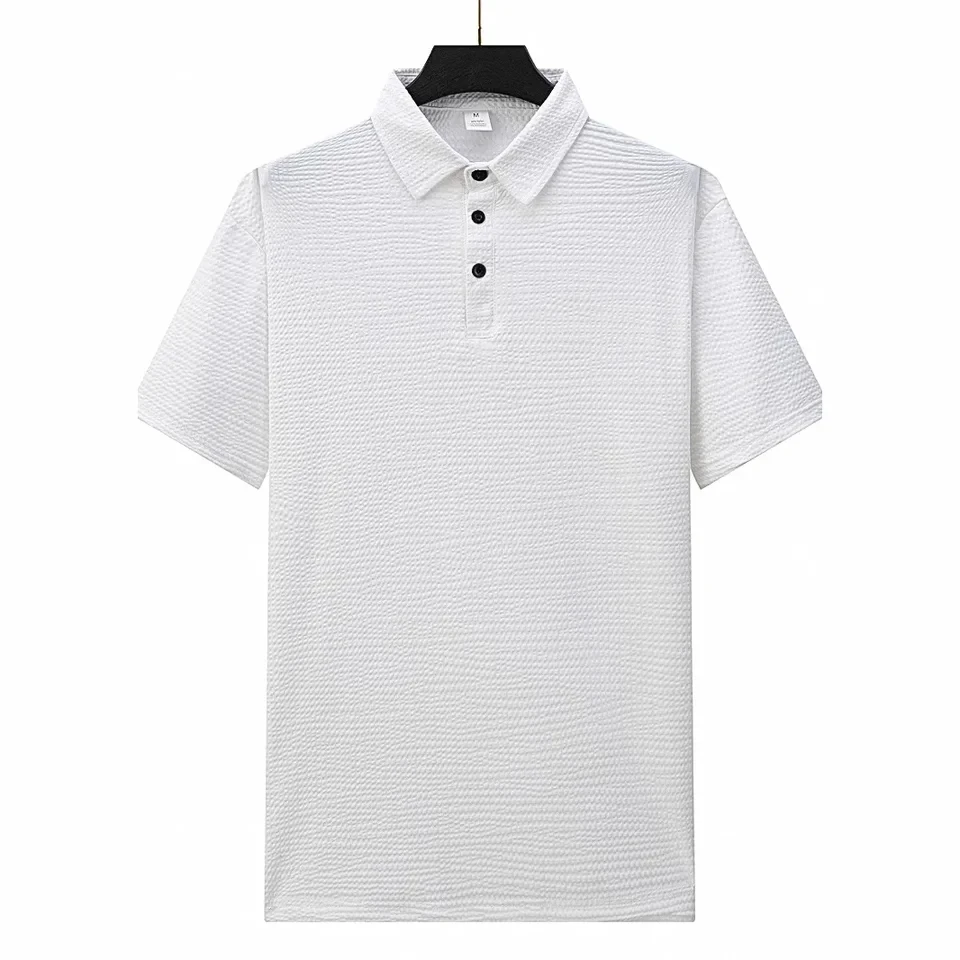 

American and European Style 2025 Summer New Fashion Men's Casual Trendy Solid Color Loose Turn-down Collar Short Sleeve T-shirts