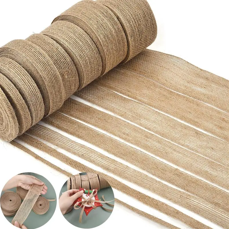 10M Natural Vintage Jute Burlap Ribbon For Weddings Belt Strap Floristry Party Christmas Decoration DIY Gift Packing 6mm-50mm