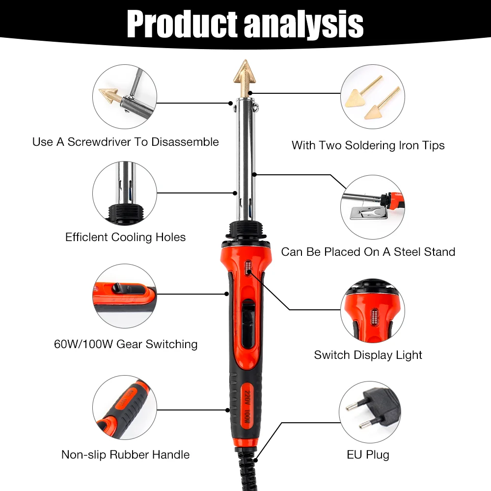 Narzędzie spawalnicze 50/100 W, naprawa zderzaków samochodowych, elektryczna lutownica, zszywacz termiczny, przyrząd do prasowania skóry, narzędzie