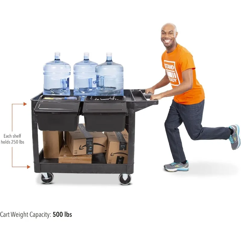 Tubstr-Chariot Utilitaire Extra Large, 2 Rêves, Bacs de Rangement Amovibles, Robuste, Supporte 500 Livres, 2 Étagères, Énorme Roulement, Original
