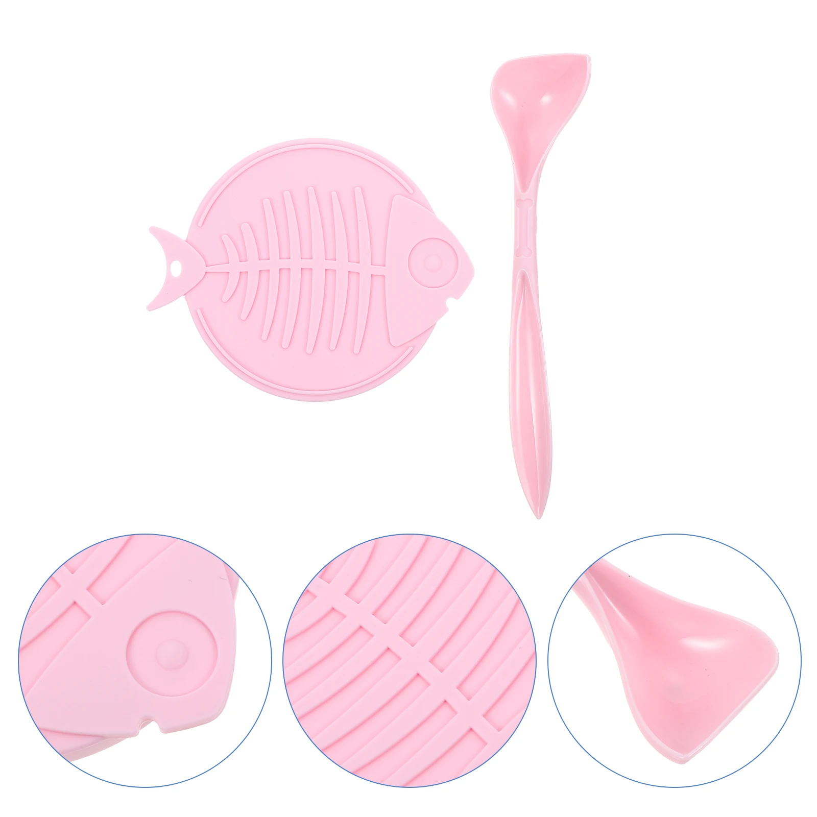 

1 Set Silicone Pet Food Can Cover Spoon Kit Leakproof Freshness Seal Lid Dishwasher Safe Flexible Pink Color Pet Can Cover Spoon