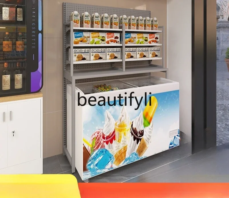 X Shelves Supermarket Convenience Store Refrigerator Above Shelves Storage Rack Layer Board Ice Cream Freezer
