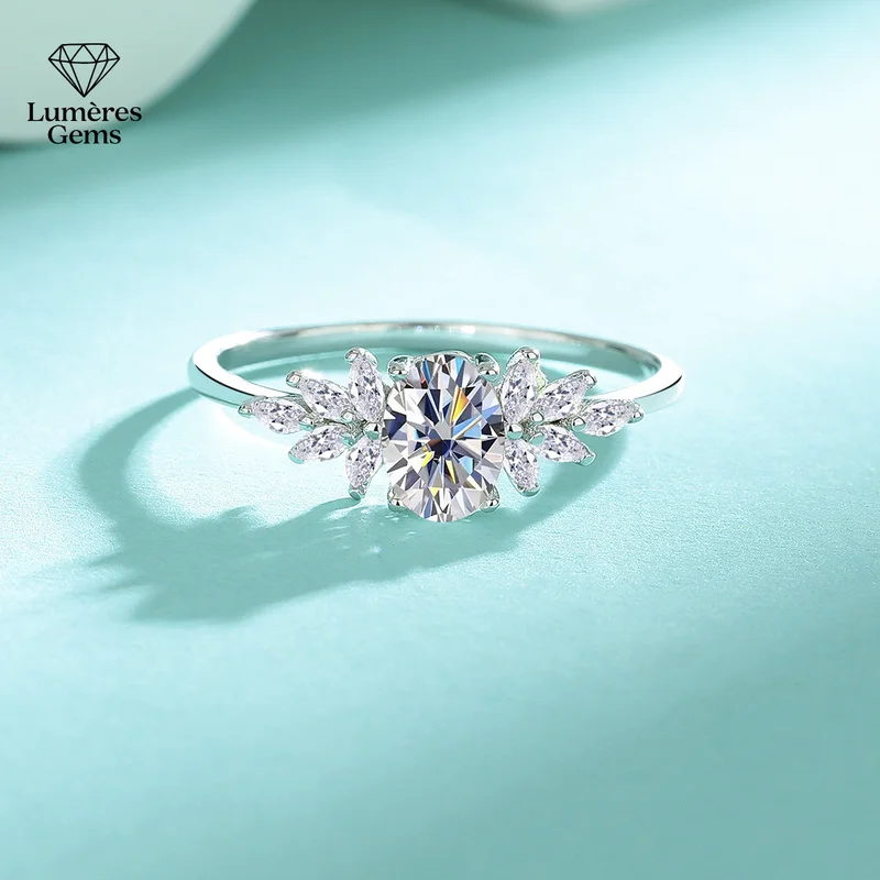 Lumière Gems Platinum PT950 Morganite Ring - Luxurious, Elegant and Fashionable Finger Ring, 5*7D Color Irregular-shaped Diamond