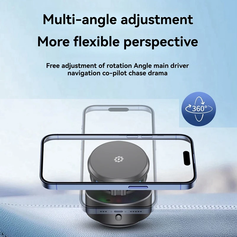 360 °   Вращающийся автомобильный держатель Vacum в автомобиле, беспроводное зарядное устройство 15 Вт, охлаждение для iPhone, Samsung, магнитная автомобильная подставка с GPS, держатель для телефона