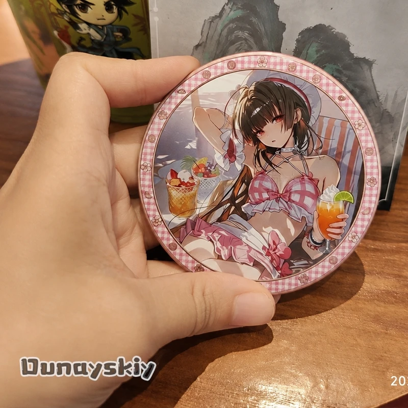 Game Wuthering Waves Chisa Peach Ice Swimsuit Themed Badge Anime Merch Pin Brooch For Comic Con Gift Cosplay Matching Decor COS