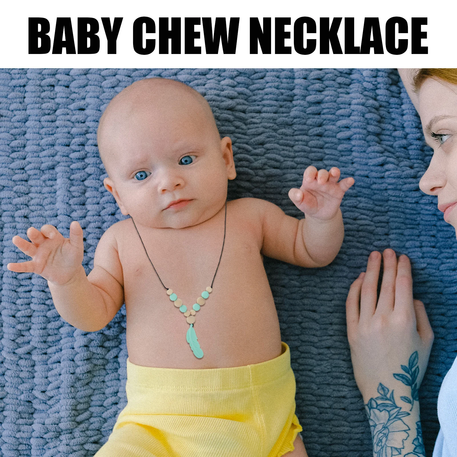 2Pcs Chew Necklaces Baby Teether Silicone Safe Lightweight Toddler Sensory Chewing Infant Teethers Chew Necklaces for Kids