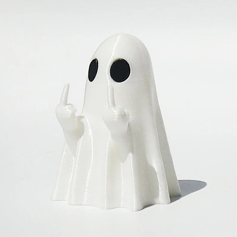 Luminous Middle Finger Cute Ghost Statue Small Scary Ghost Figurines Halloween Home Decoration Table Ornament image 5