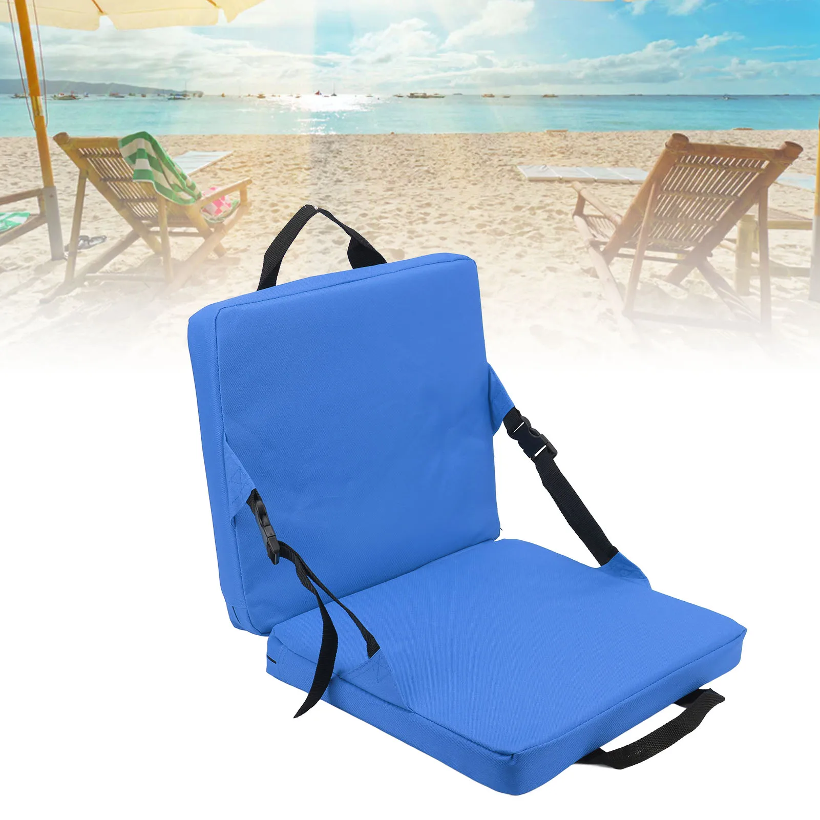 Outdoor Foldable Chair with Backrest Soft Sponge Cushion Back Chair for Stadium and Beach