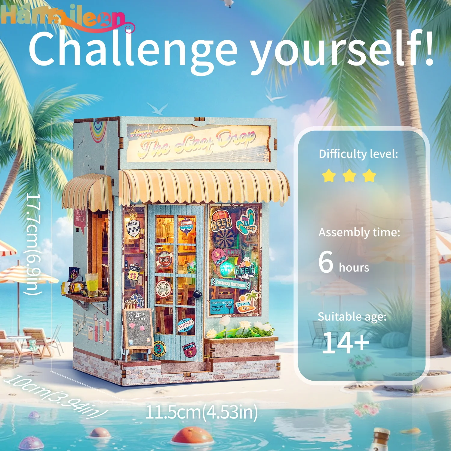 ハマイルン DIY ブックヌックキット ミニチュアドールハウス LEDライト付き 3Dパズルモデル構築 木製本棚 ブックエンド おもちゃ 大人向けギフト