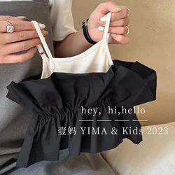아동복, 여아용 검은색 캐미솔, 여름 옷, 여아용 세련되고 향기로운 조끼, 패치워크 캐주얼 상의