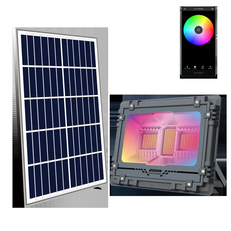 Outdoor RGB 60W-800W Solar LED Flood Lights IP65 Aluminum Lamp Body ROHS Certified for Party Club and Courtyard