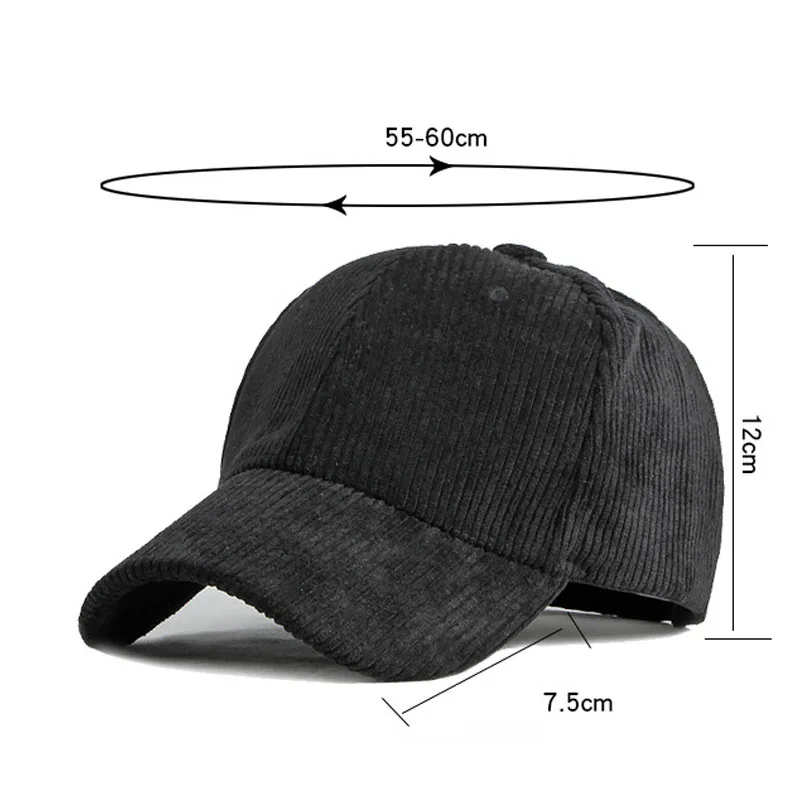 Corduroy Baseball Cap For Men Women Trucker Cap Winter Unisex Vintage Baseball Hat Outdoor Adjustable Hip Hop Gorras Snapback