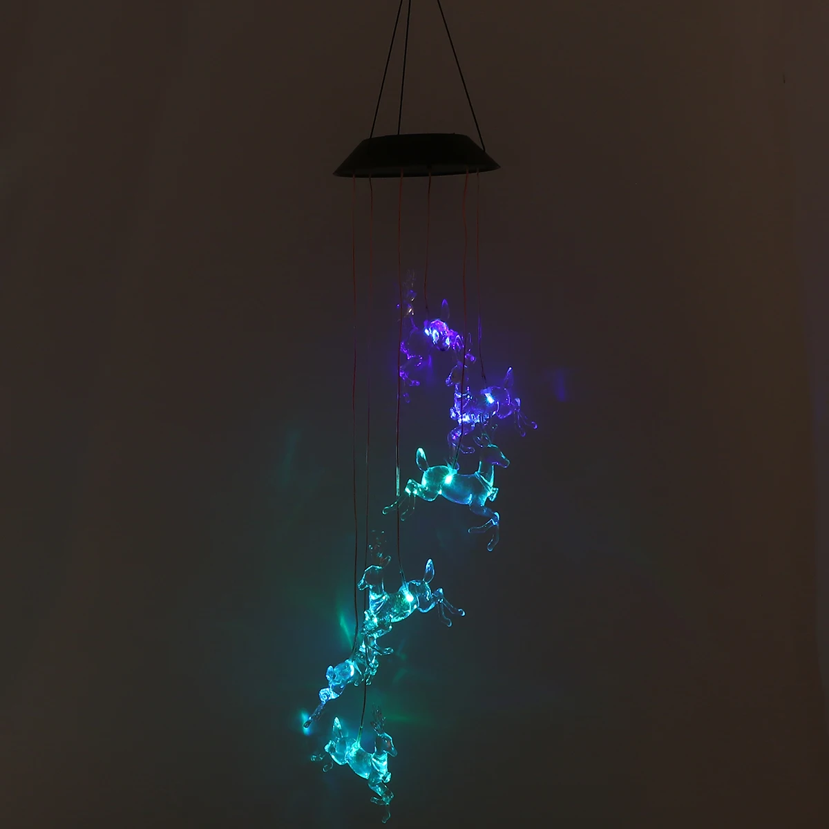 

Christmas Elk Wind-bell Lamp Solar LED Hanging Light Outdoor Garden Party Decoration 7 Colors Changing Waterproof