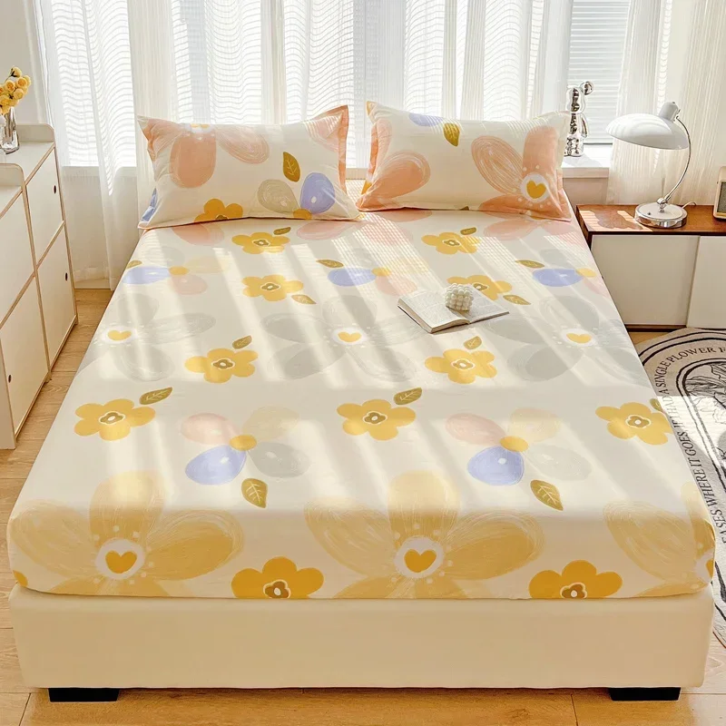 

1pc Queen Bed sheets with Elastic Band Adjusted Cover Queen/King sabanas cama matrimonial Flower Printed Sheet No Pillowcase