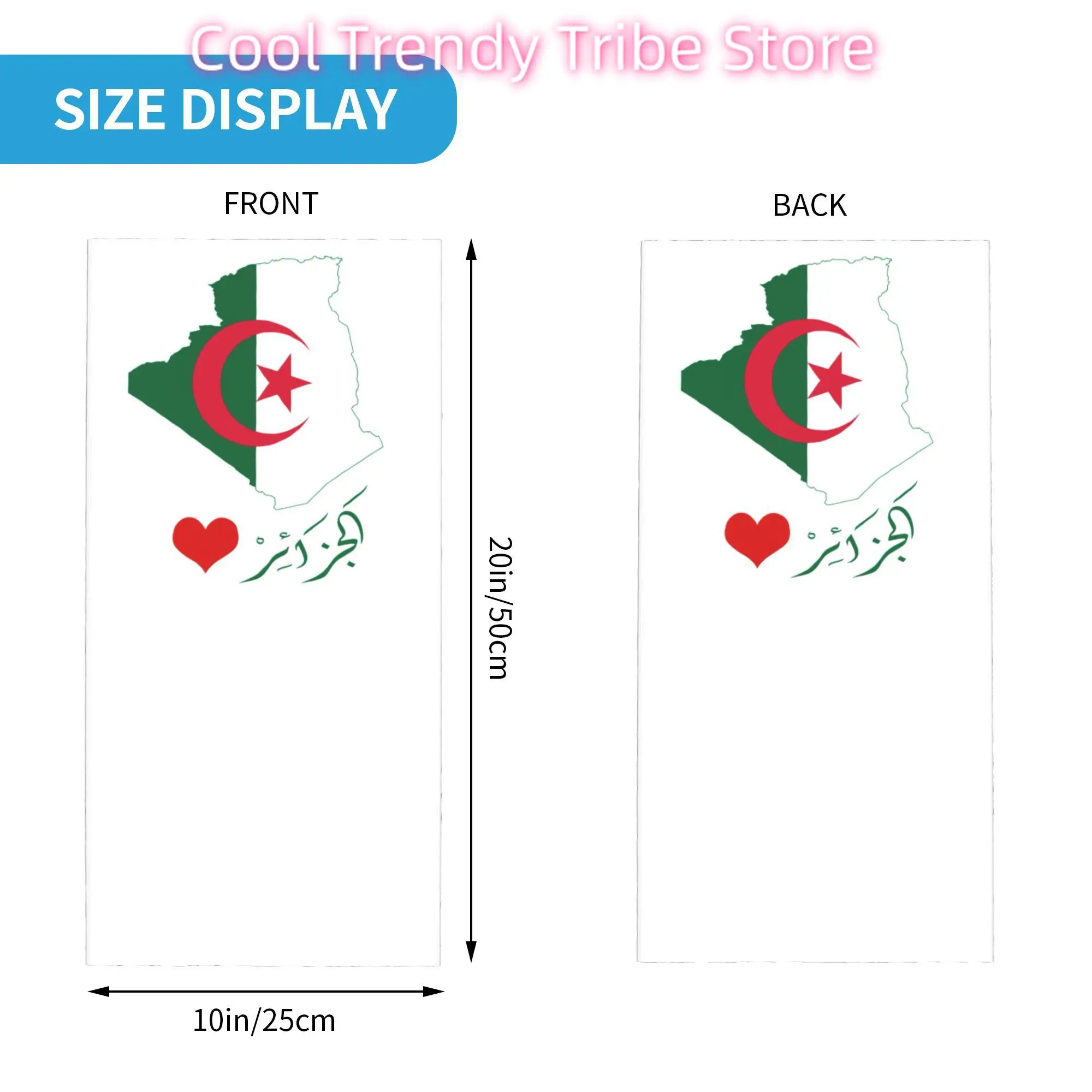 غطاء رقبة باندانا جزائرية بعلم الجزائر مطبوع} وشاح سحري متعدد الوظائف لأغطية الرأس لركوب الدراجات للجنسين والكبار قابل للتنفس