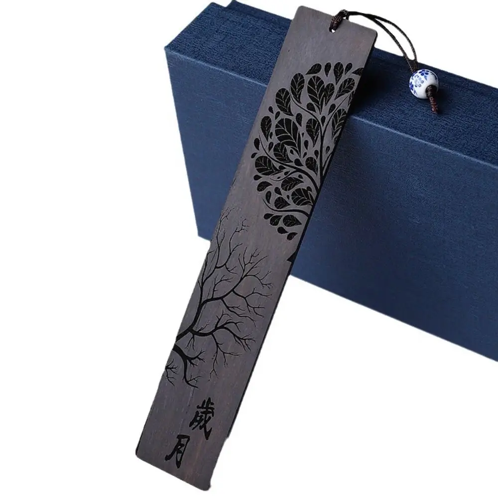 Accessories Wooden Wooden Bookmark Black Red Chinese Style Book Clip Carving Mahogany Home Decor