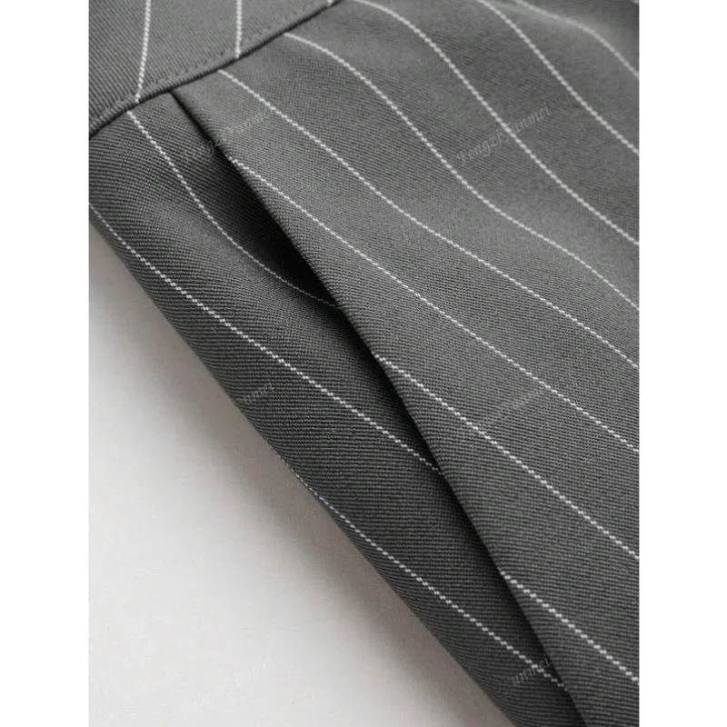 Casual listra cintura alta perna larga calças de perna reta cross-border sle masculino outono sete quartos sve conjunto de roupas esportivas