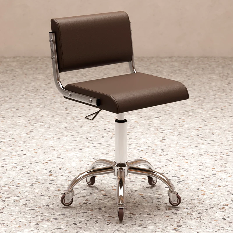 Beauty Salon Adjustable Swivel Stool with Silent Wheels Backrest & Height Lift for Home Hairdressing Nail Studio & Barber Shop
