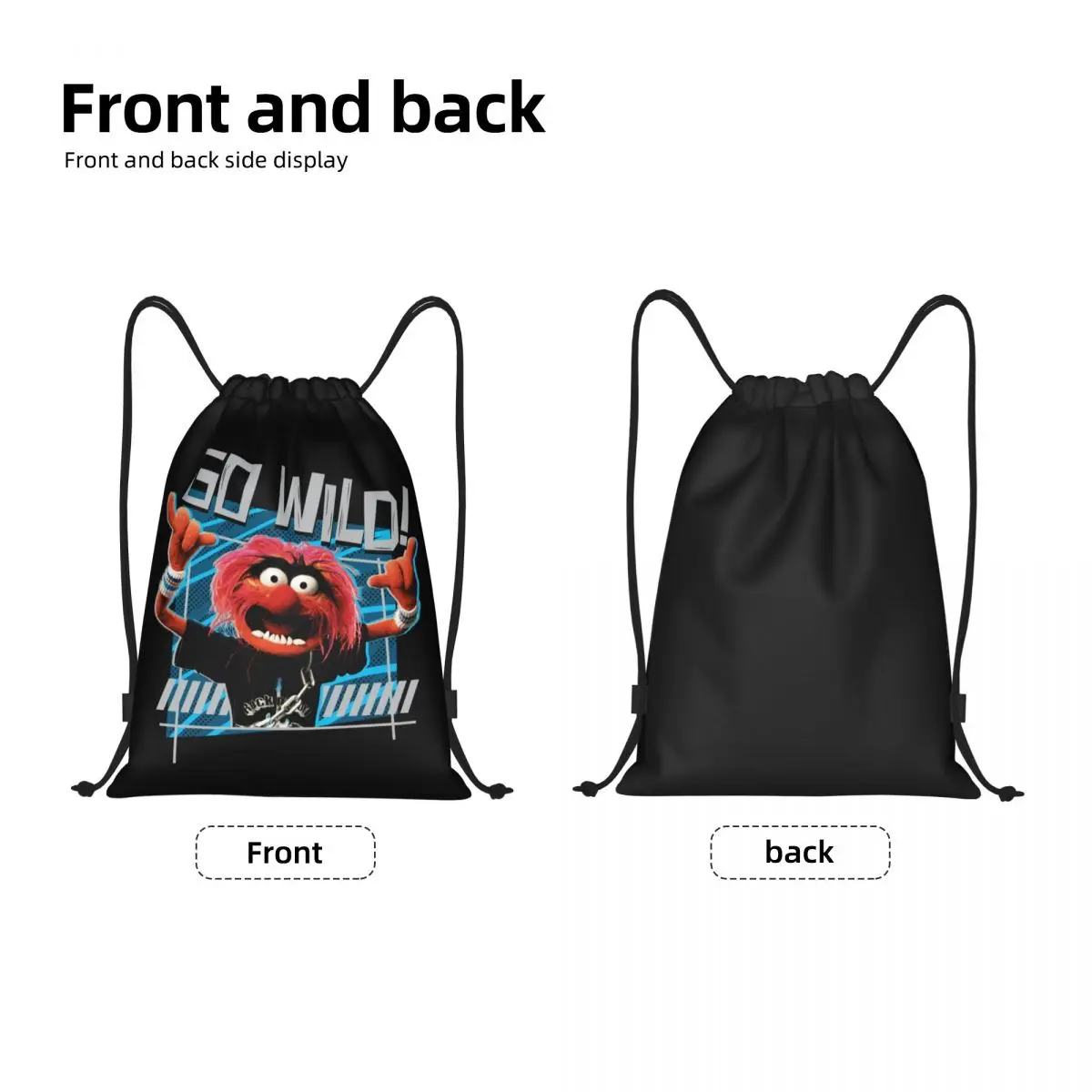 Custom Muppets Animal Go Wild Drawstring Bags Women Men Portable Sports Gym Sackpack Anime Cartoon Training Backpacks