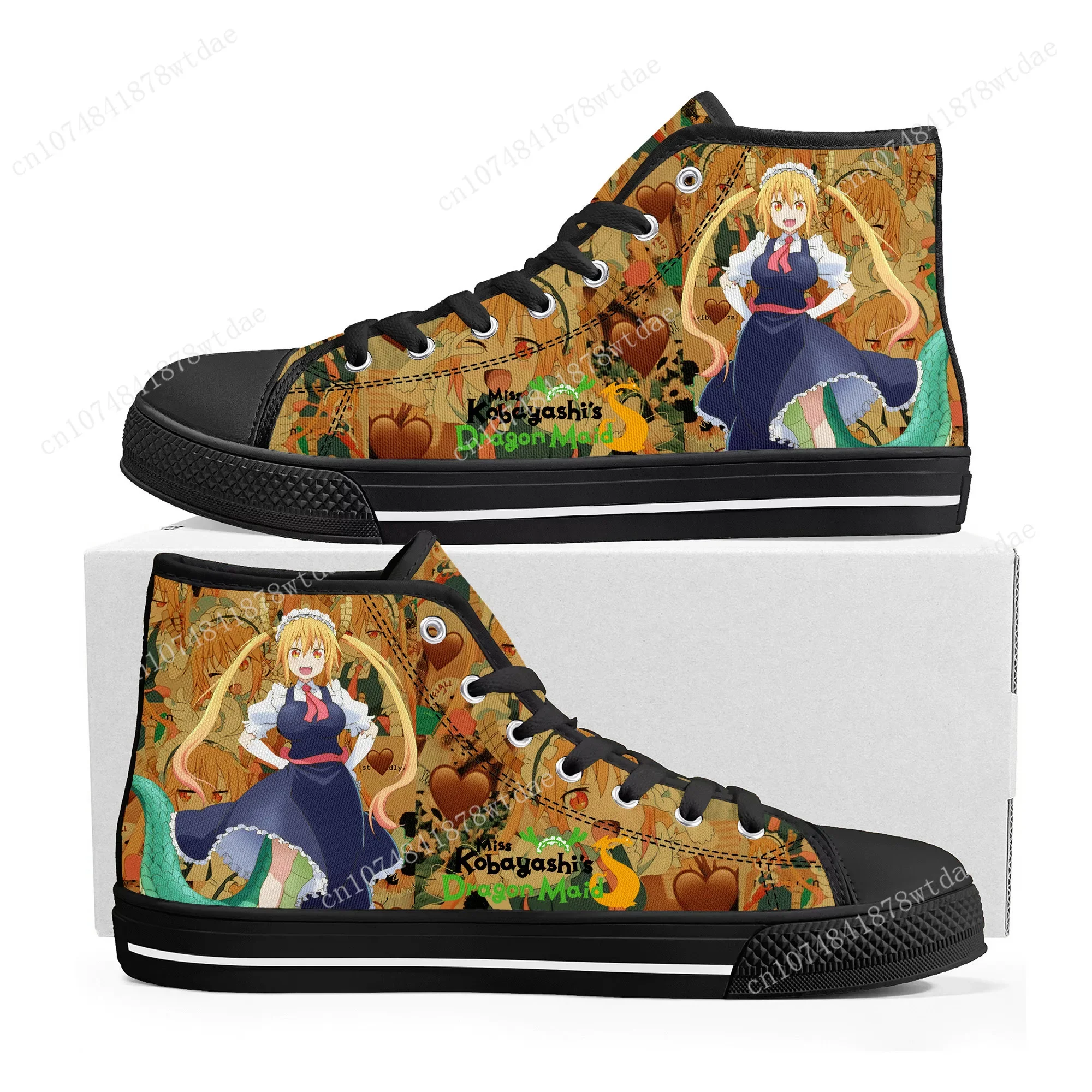 Miss Kobayashi Dragon Maid High Top Sneakers Men Women Teenager Tohru High Quality Canvas Sneaker Anime Casual Custom Made Shoes