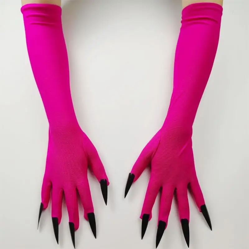X4YC Guantes uñas Halloween para fiestas disfraces y trucos o tratando uñas Halloween Long Gloves