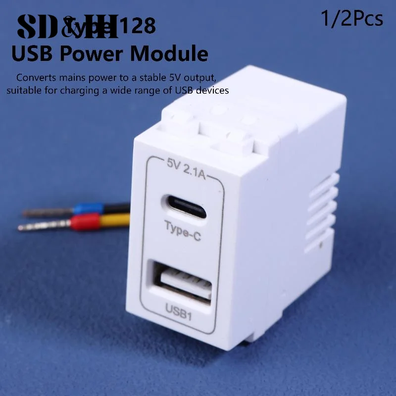 1/2 шт. USB + тип C двухпортовый модуль питания DC5V 2.1A зарядная розетка трансформатор зарядный адаптер переключения питания типа 128