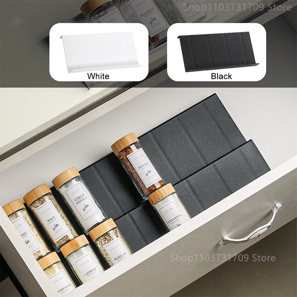 4 Layers Kitchen Spice Drawer Organizer Adjustable Spice Rack for Spice Jars Seasoning Bottles Cabinet Pantry Kitchen Organizer