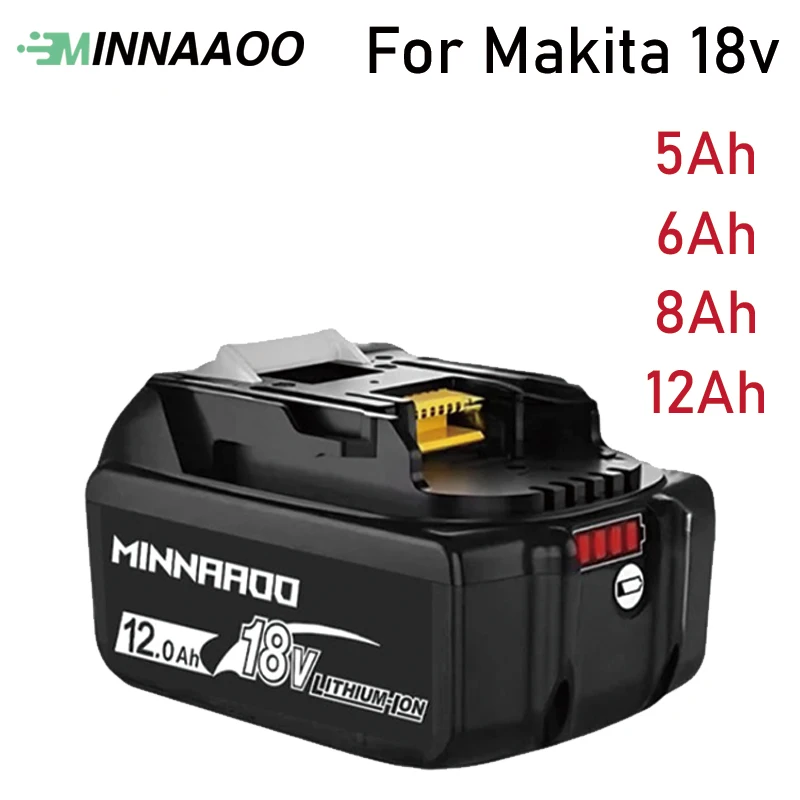 

MINNAAOO 18v For Makita 5/6/8/12Ah battery Battery with Power Tools Li-ion Replacement LXT BL1850,BL1860B high-capacity