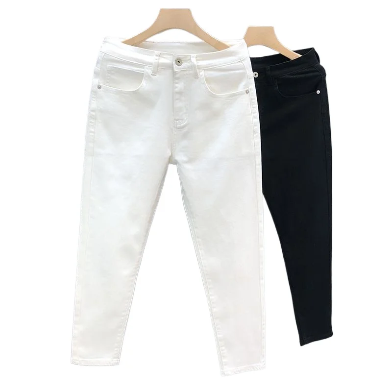 

2026 Spring and Autumn New Classic Fashion Solid Color Elastic Casual Jeans Men's Comfortable High-Quality Small Foot Pants 36