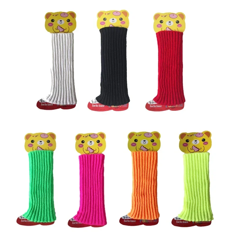 Candy Color Sweet Kids Girl Leg Warmers Korean Knitted Foot Cover Solid Autumn Winter Stylish Cosplay Elastic Tube Socks 28cm