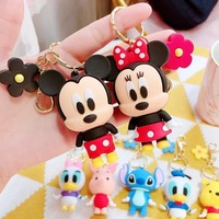 Disney Anime Mickey Keychain Cartoon Stitch Cute Minnie Keyring Student Bag Hanging All-match Car Key Chain Christmas Gifts