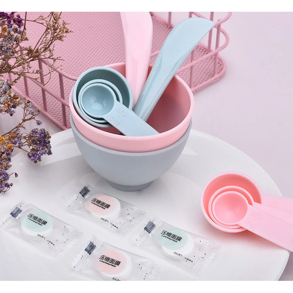 1 conjunto de ferramentas de máscara facial diy conjunto de silicone tigela de mistura copo de medição grânulos durável portátil kit de cuidados com a pele