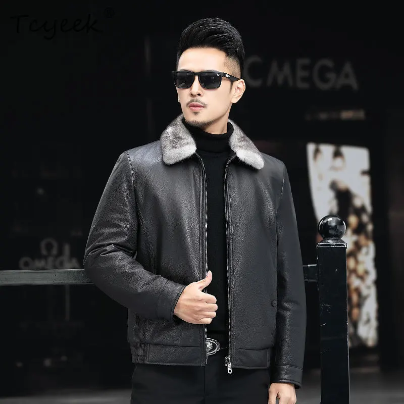 

Tcyeek Natural Gaotskin Genuine Leather Jacket Men Real Mink Coat Winter Clothes 2025 Business Casual Mens Coats Куртка Мужская
