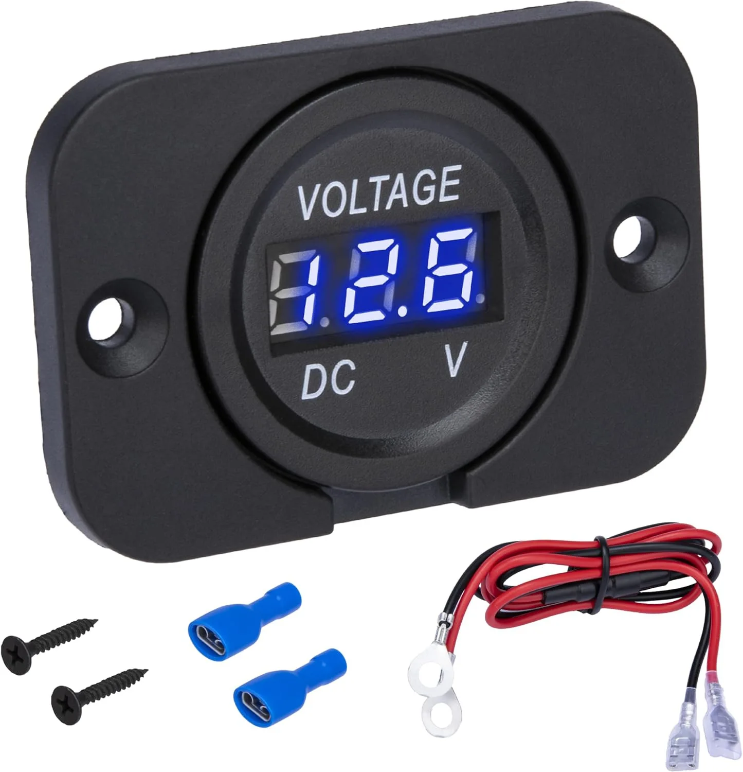 Voltage Meter Waterproof DC 5-48V Digital Volt Meter Battery Monitor LED Digital Display Voltage Gauge for Car Truck RV ATV Boat