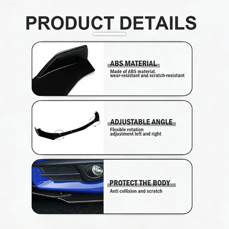 5Pcs ABS Material Universal Car Front Bumper Separator Bumper Lip Body Kit Duck Lip Separator For Volvo S60 Car Accessories view 6