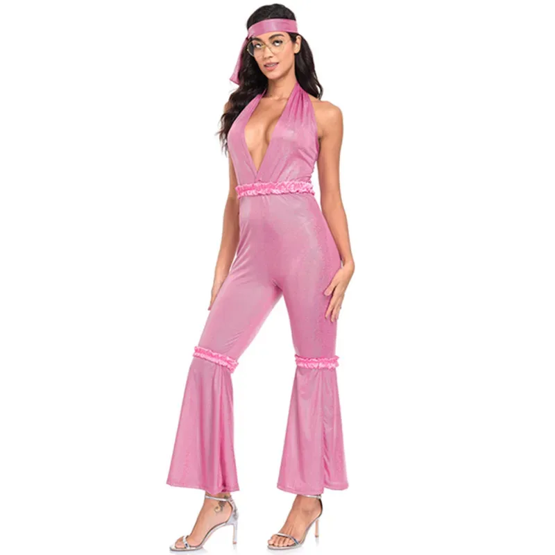 

Halloween Party Vintage 60's 70's Rock Disco Jumpsuit Retro Music Festival Hippie Beer Bar Singer performance Cosplay Costume tt