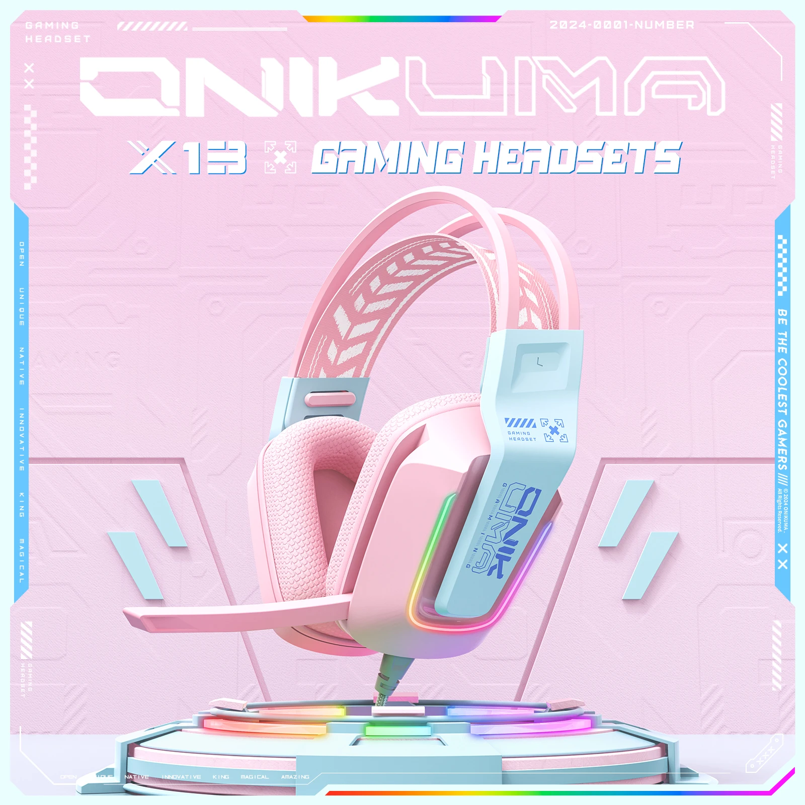 ONIKUMA-auriculares X13 con cable, cascos con micrófono, sonido envolvente, Cancelación por cable, sobre la oreja, para PC, portátil, juegos