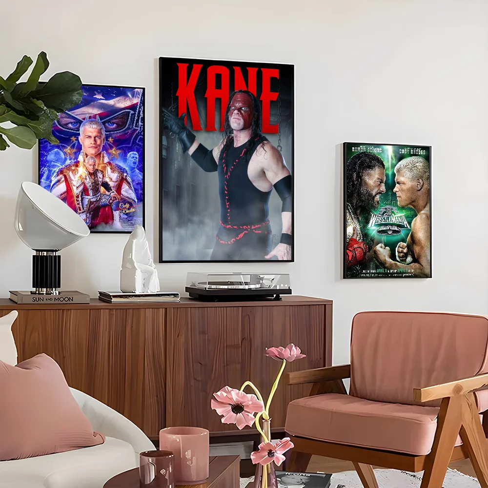 1PC Hot W-wwe Poster Self-adhesive Art Waterproof Paper Sticker Coffee House Bar Room Wall Decor