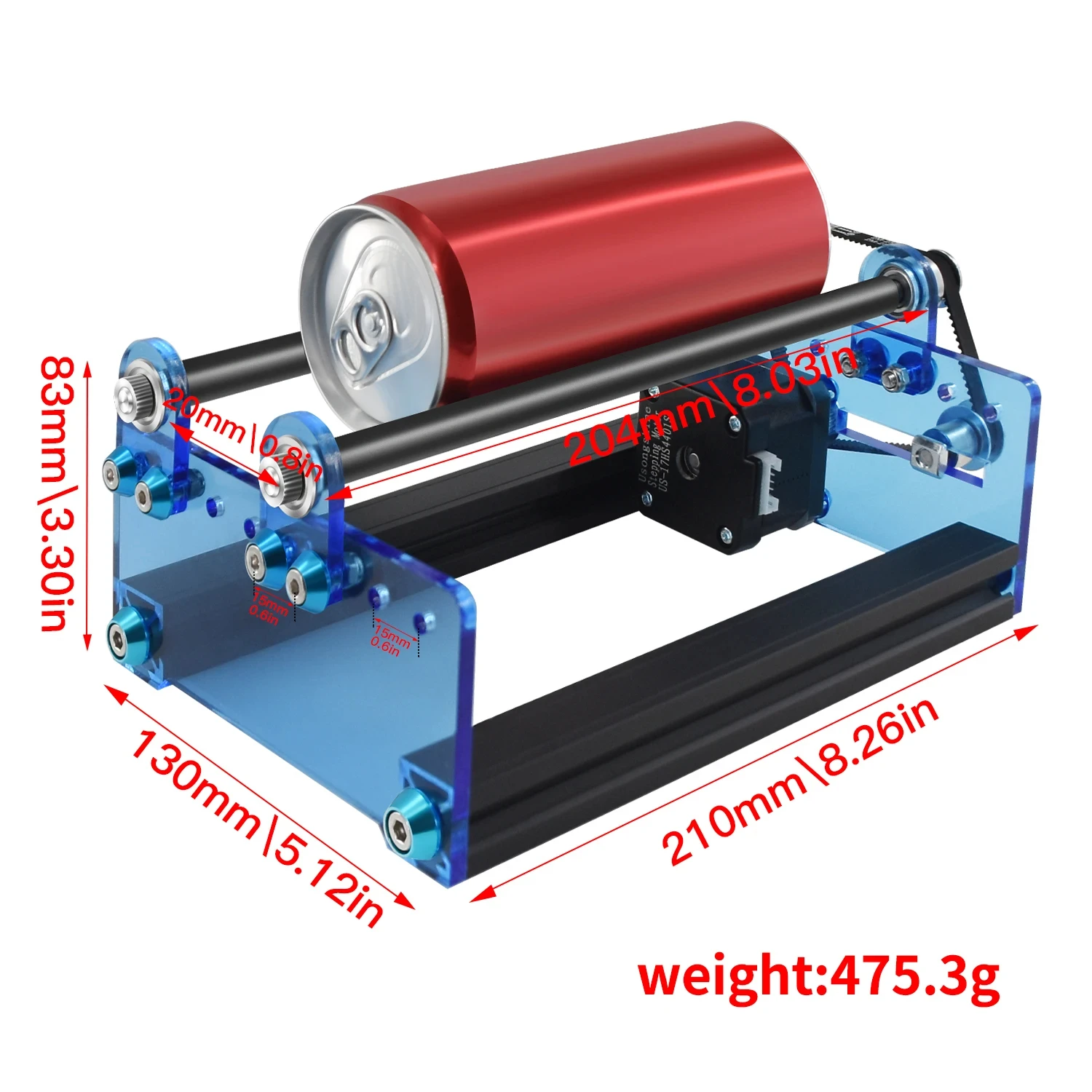 Impresora 3D Twotrees, máquina de grabado láser, módulo de grabado de rodillo giratorio con eje Y para grabar latas de objetos cilíndricos