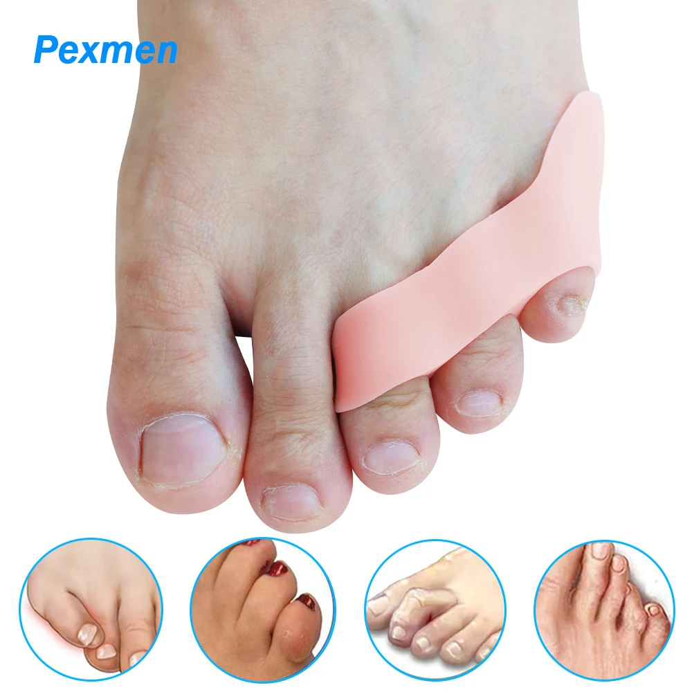 Pexmen 2/4Pcs Little Toe Separator Spacer Bunion Corrector Pain Relief Pinky Toe Straightener Protector Foot Care Tool