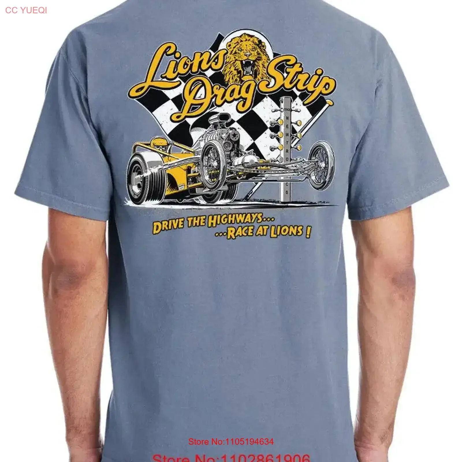 Lions Drag Strip Highway Men's T Shirt vintage Washed Stretched graphic Casual homme Unisex streetwear Top For Everyday Wear