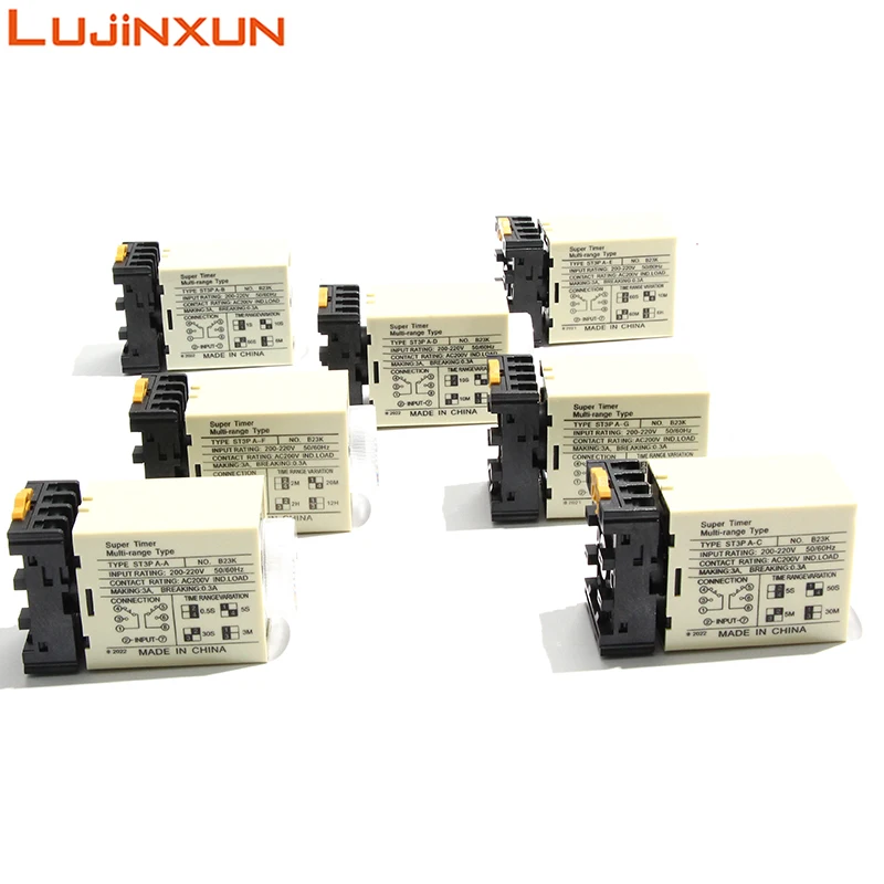 LUJINXUN Time Relay ST3P(JSZ3) A-A B C D E Power On Power Off Delay 12V 24V 110V 220V 380V With Base