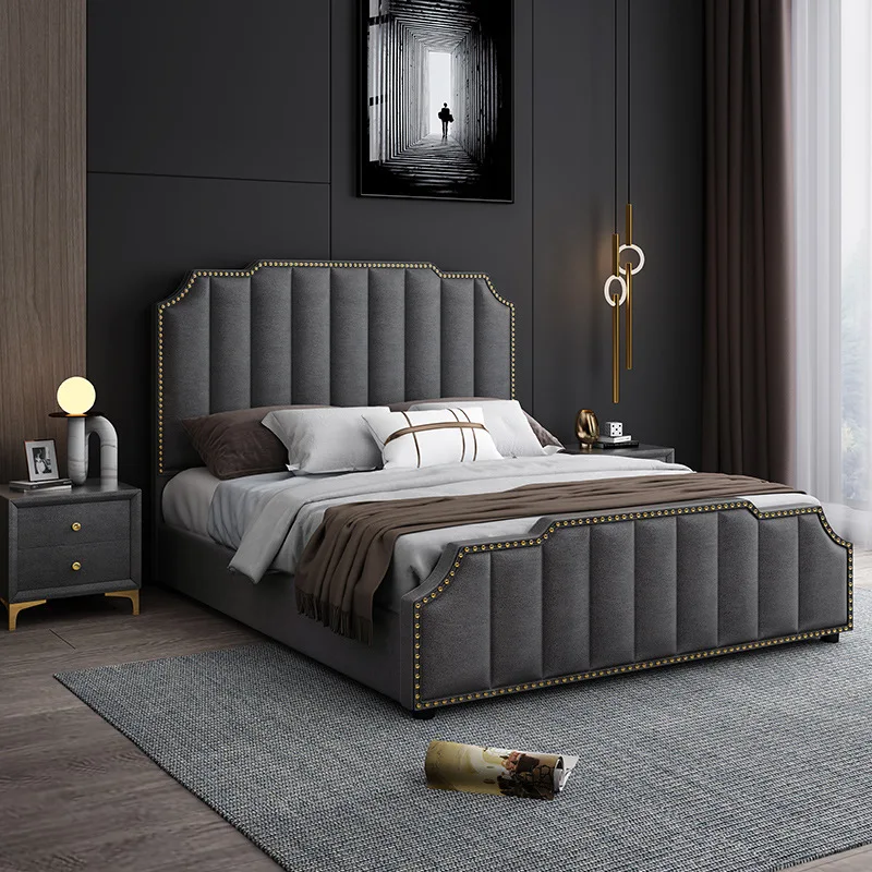 #Tech Fabric High Quality Queen Bed Frame High Quality King Size Double Large Room Furniture Luxury Bed